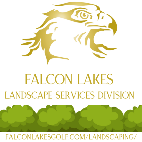 The logo for Falcon Lakes Landscape Services Division.