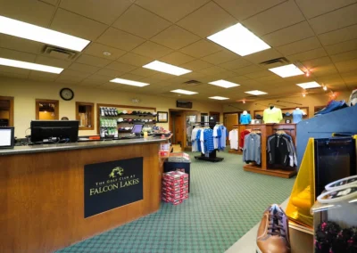 The interior of the Golf Shop at Falcon Lakes Golf Course.