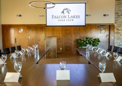 A business meeting setup at The Venue at Falcon Lakes.