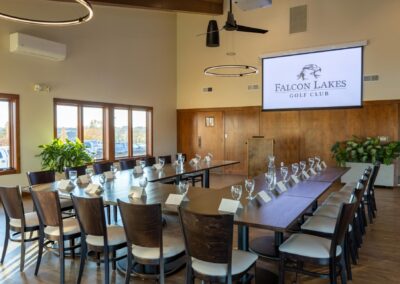 Table ready for a business meeting at The Venue at Falcon Lakes.
