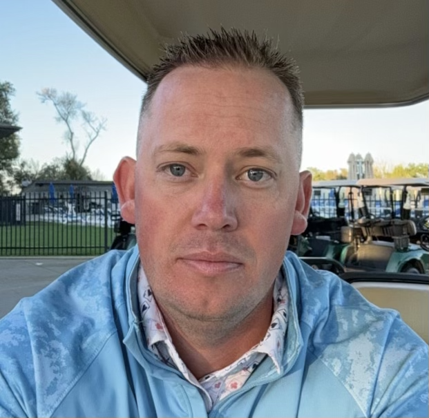 Colby Yates stands for a photo outside at Falcon Lakes Golf Course.